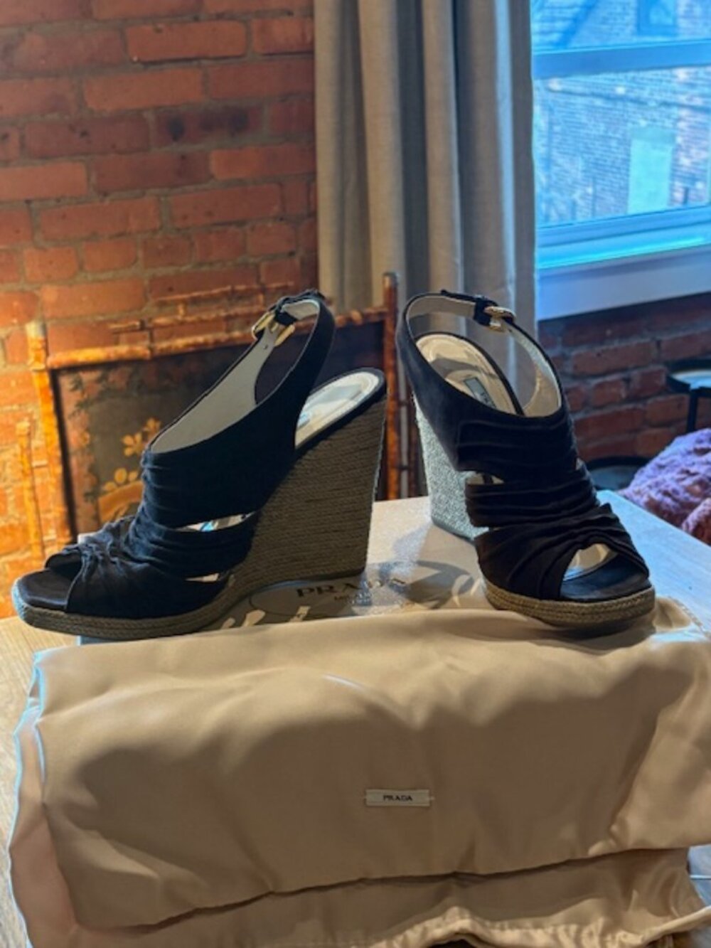 Prada Wedges - Soft Brown Suede/Velvet